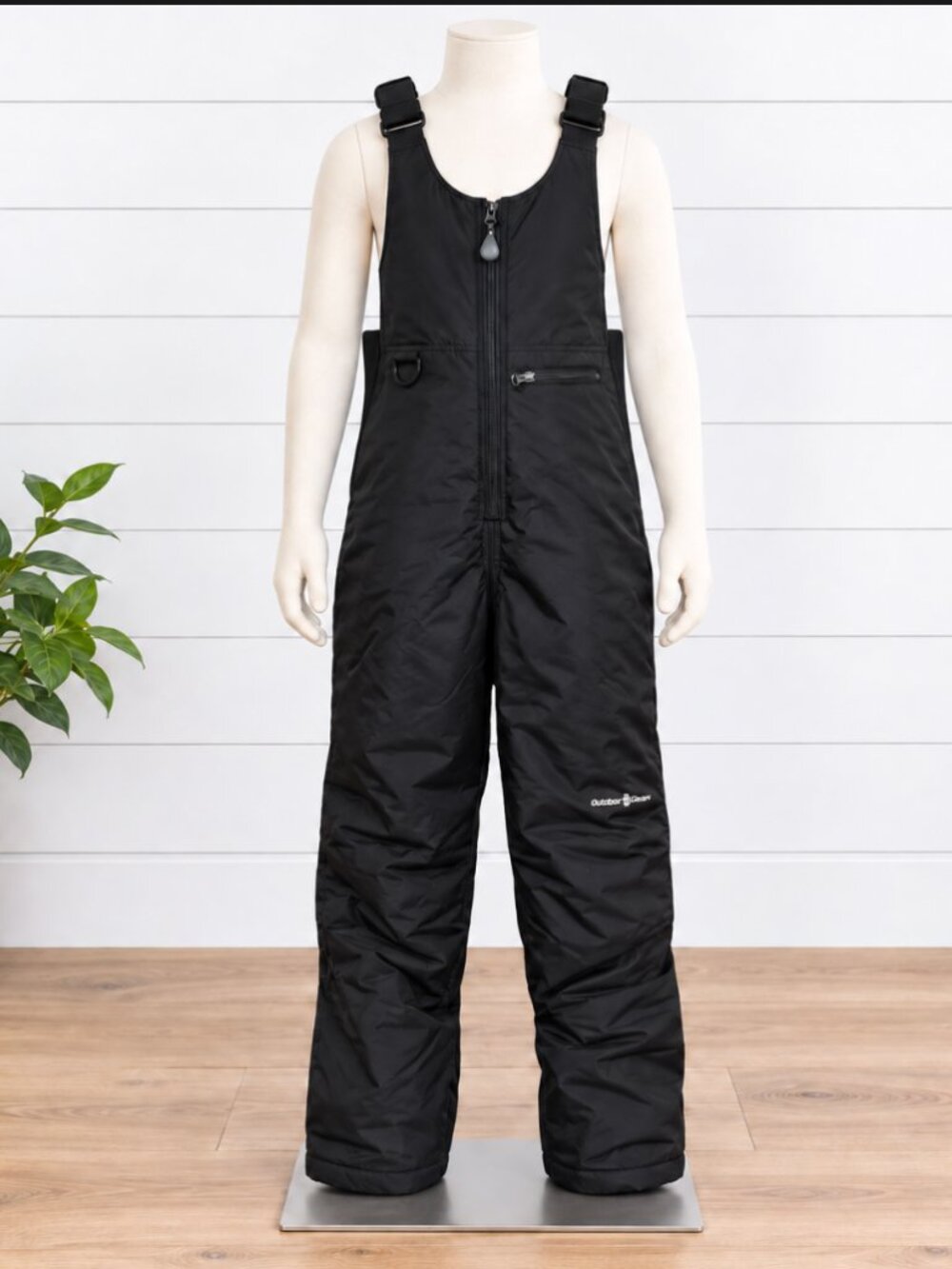SPORT ESSENTIALS Kids Ski Snow Bib Overalls Black Youth Size L Zip Pocket NWOT